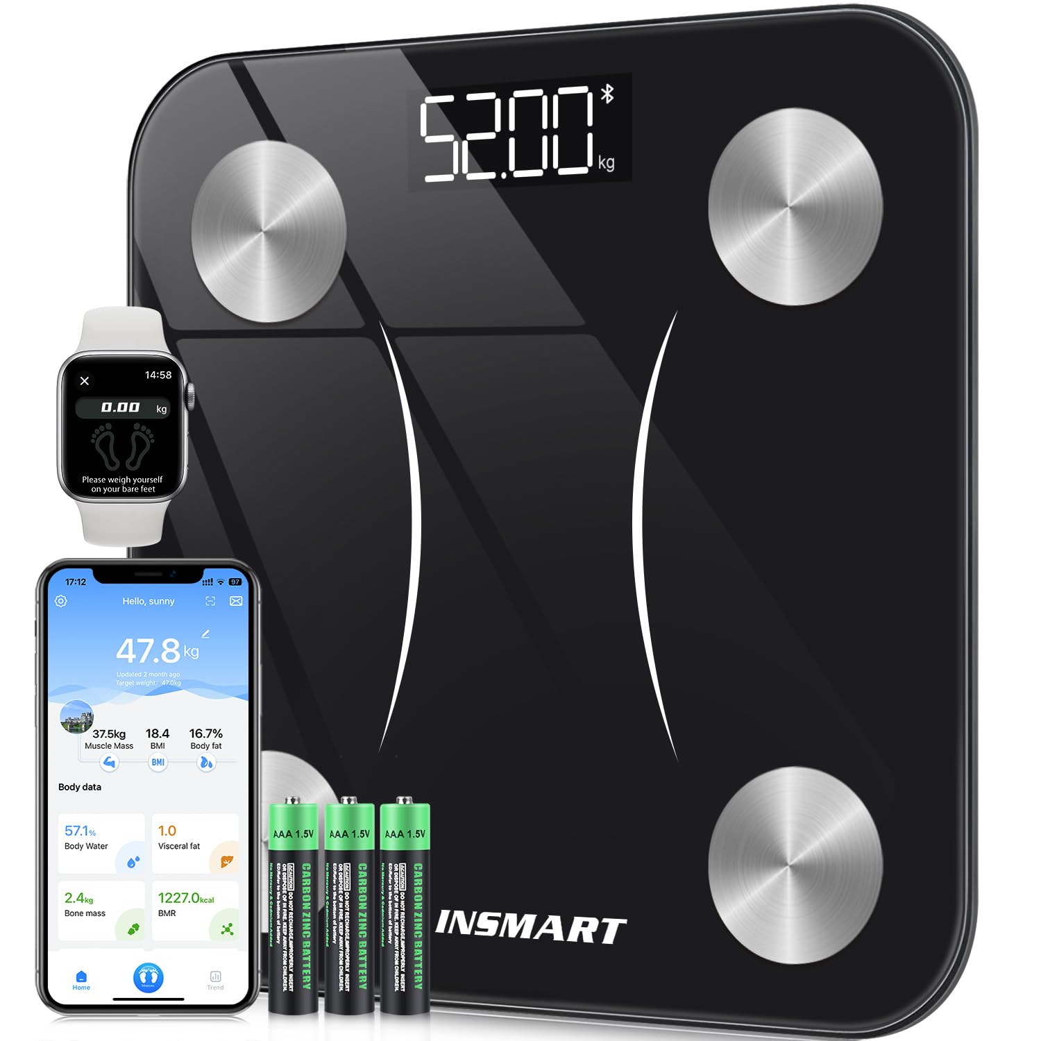 INSMART Personenwaage Bluetooth